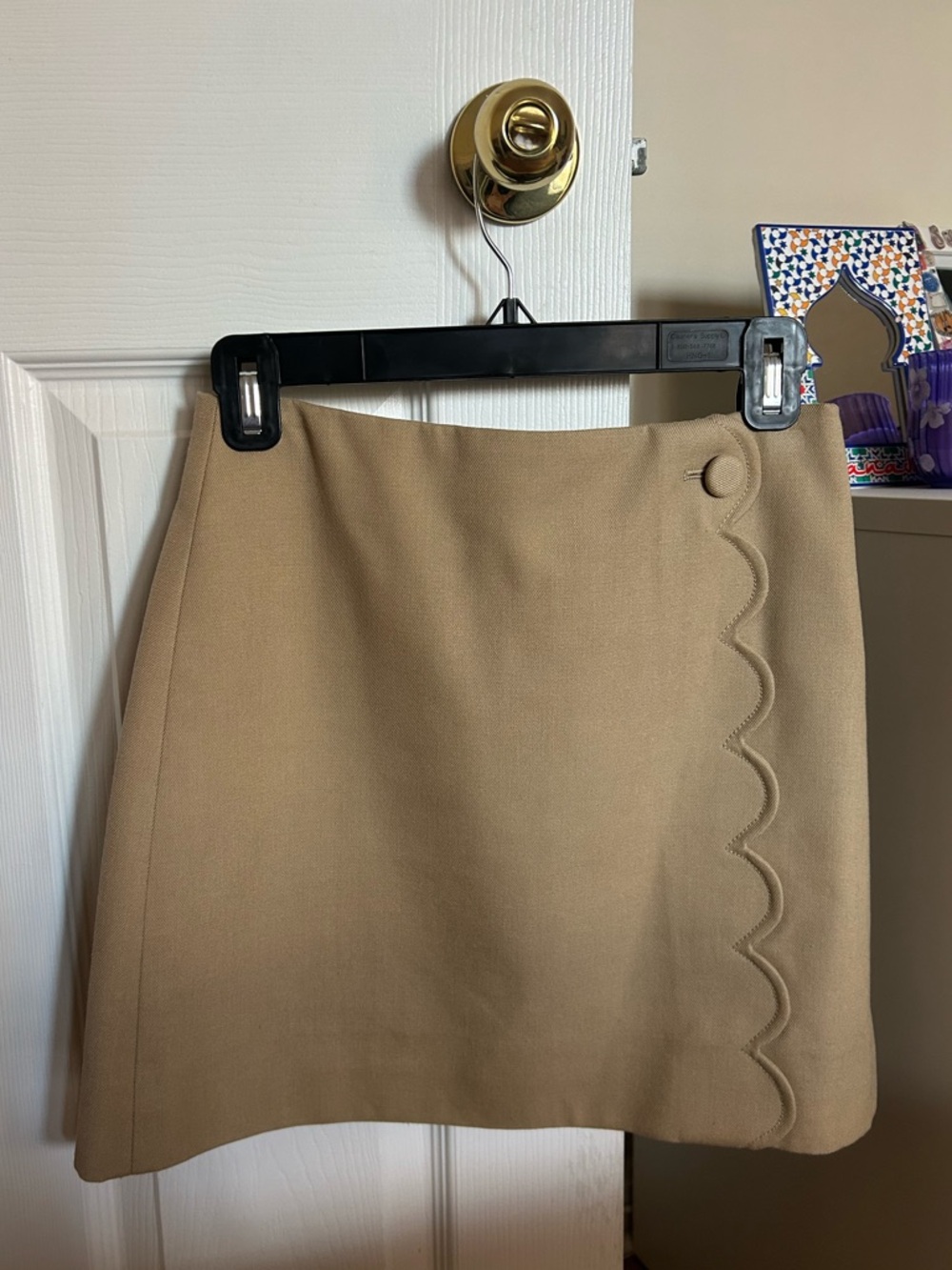 JCREW Women's Scallop-Trim Mini Skirt in Camel